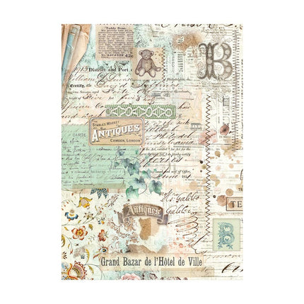 Auswahl 8 Reispapier A6 Hintergründe - Brocante Antiques
