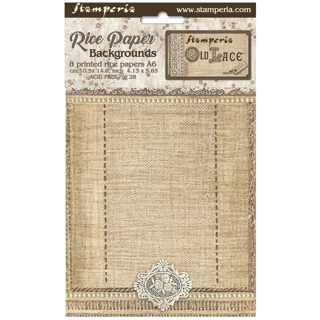 Auswahl 8 Reispapier A6 Hintergründe - Old Lace