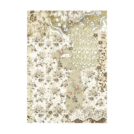 Auswahl 8 Reispapier A6 Hintergründe - Old Lace