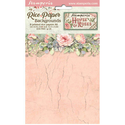 Auswahl 8 Reispapier A6 Hintergründe - House of Roses
