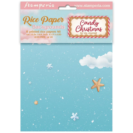 Auswahl 8 Reispapier A6 Hintergründe - Candy Christmas