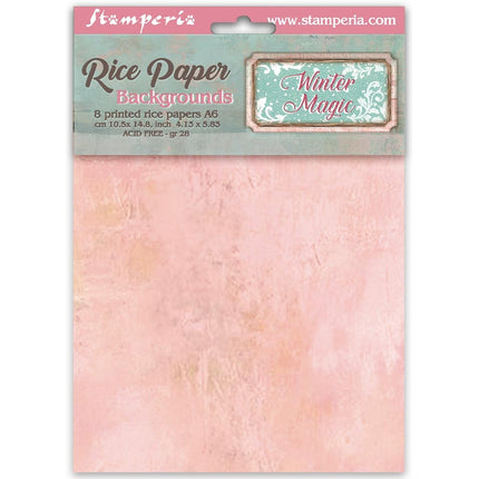 Printed 8 Rice paper A6 backgrounds selection for Art and Craft - Winter Magic