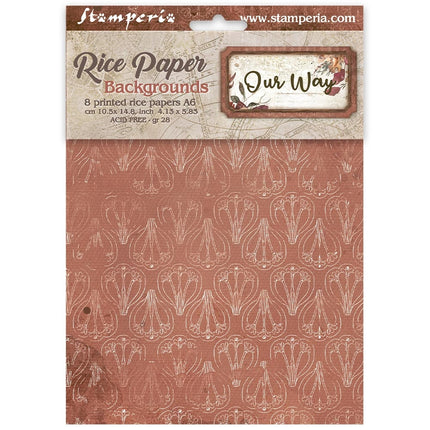 Printed 8 Rice paper A6 backgrounds selection for Art and Craft - Our Way
