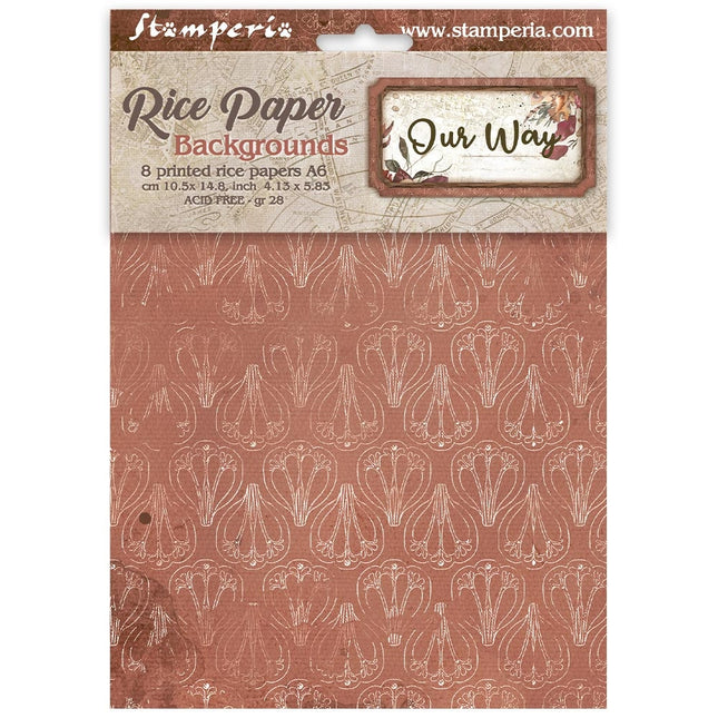 Printed 8 Rice paper A6 backgrounds selection for Art and Craft - Our Way