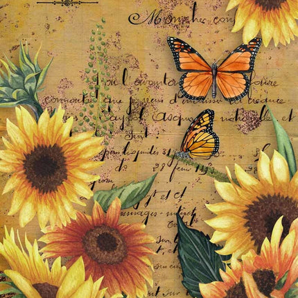 Sonnenblumen und Monarchfalter Reispapier A3