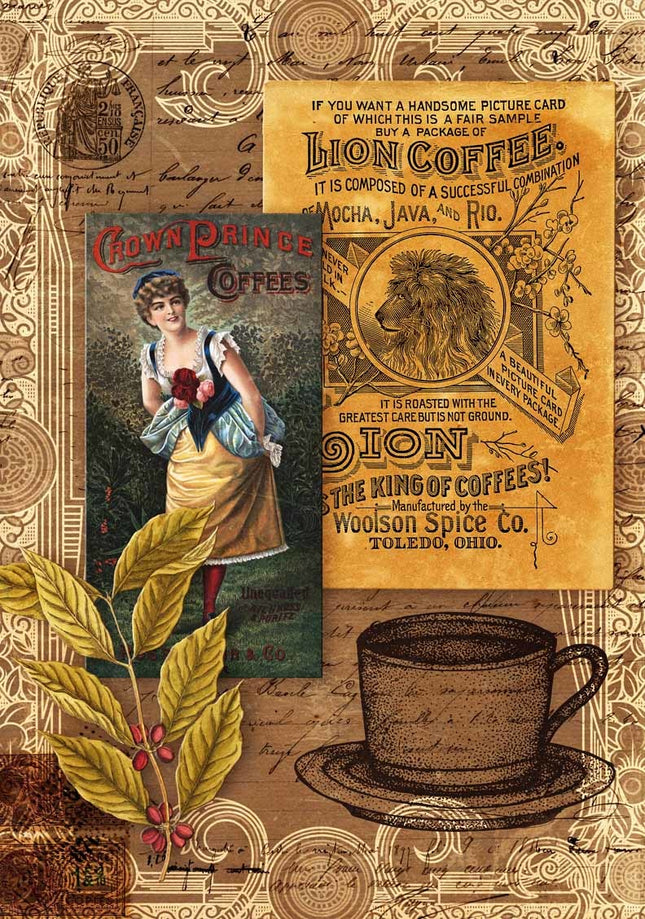 Morgenkaffee-Collage Reispapier A4