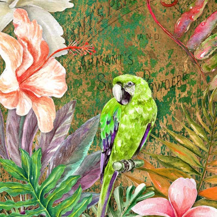 Tropischer grüner Vogel Reispapier A4