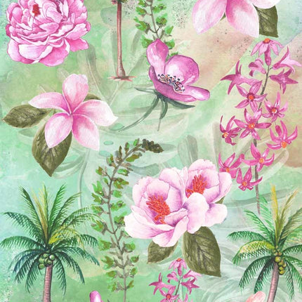 Tropische Blumen-Collage Reispapier A4