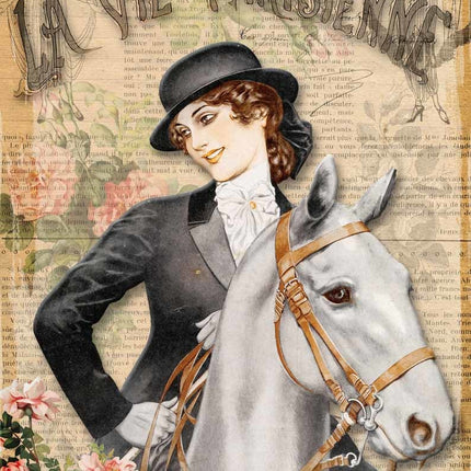 La Vie Parisienne Mädchen mit Pferd Französisches Reispapier A4