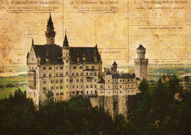 Europäisches Schloss Reispapier A4
