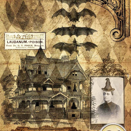 Halloween Spukhaus mit Hexe A4