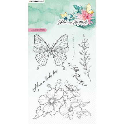 Studio Light • Blooming Butterfly Klare Stempel Anemone Schmetterling