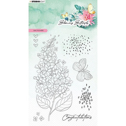Studio Light • Blooming Butterfly Klare Stempel Fliederblüten
