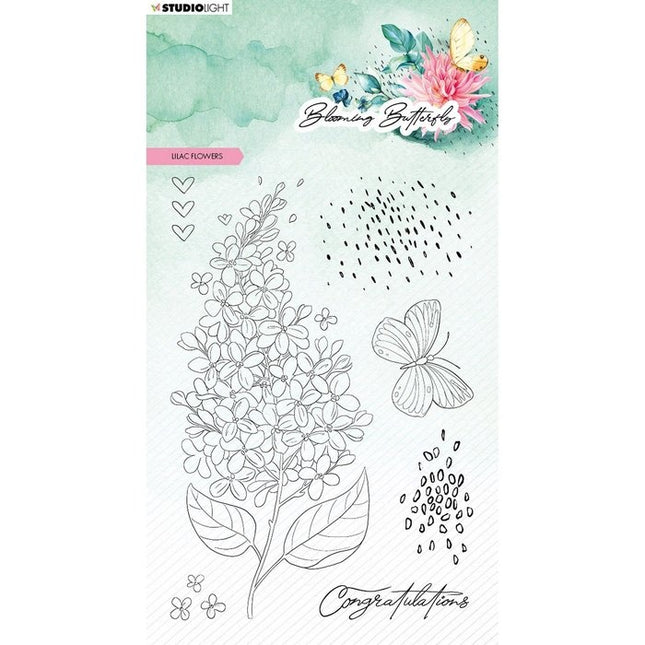 Studio Light • Blooming Butterfly Klare Stempel Fliederblüten