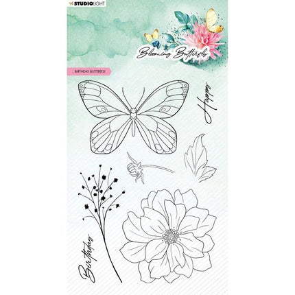 Studio Light • Blooming Butterfly Klare Stempel Geburtstags-Schmetterling