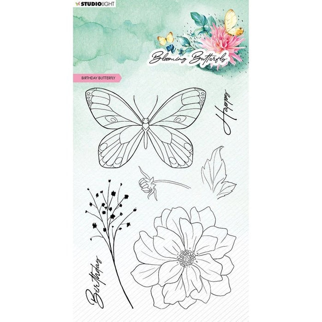 Studio Light • Blooming Butterfly Klare Stempel Geburtstags-Schmetterling