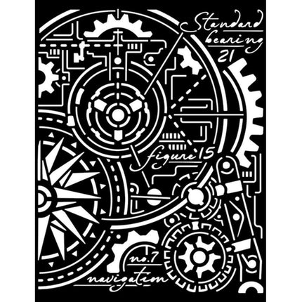 Dicke Schablone cm 20X25 - Sir Vagabond Aviator Zahnräder Kompass