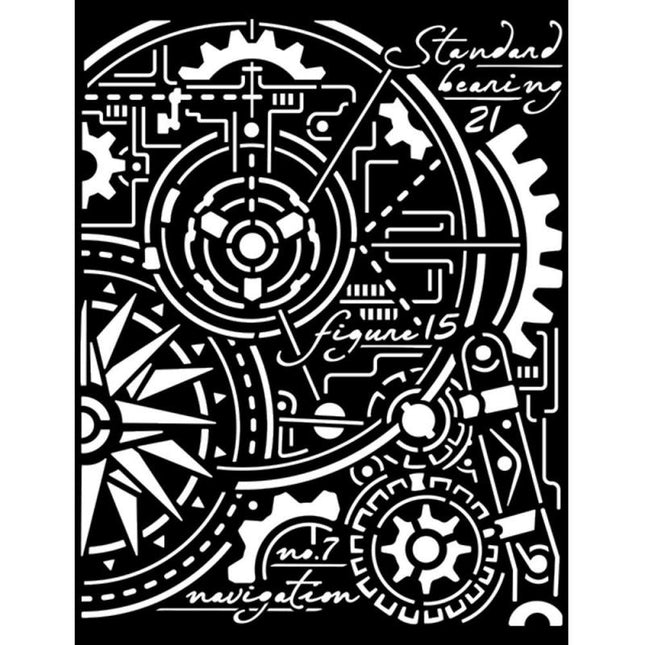 Dicke Schablone cm 20X25 - Sir Vagabond Aviator Zahnräder Kompass