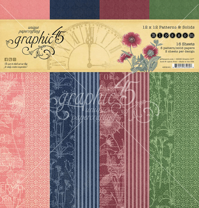 Blossom 12x12 Zoll Muster & Uni Papierblock