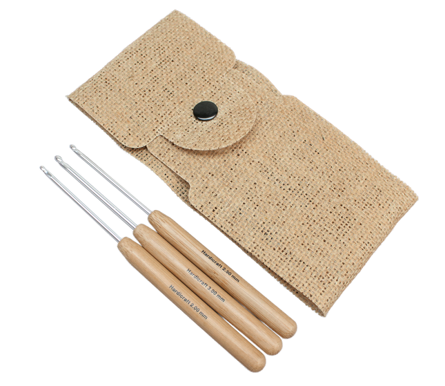 Häkelnadeln Set mit ergonomischem Bambusgriff – 2,0 / 2,5 / 3,0 mm