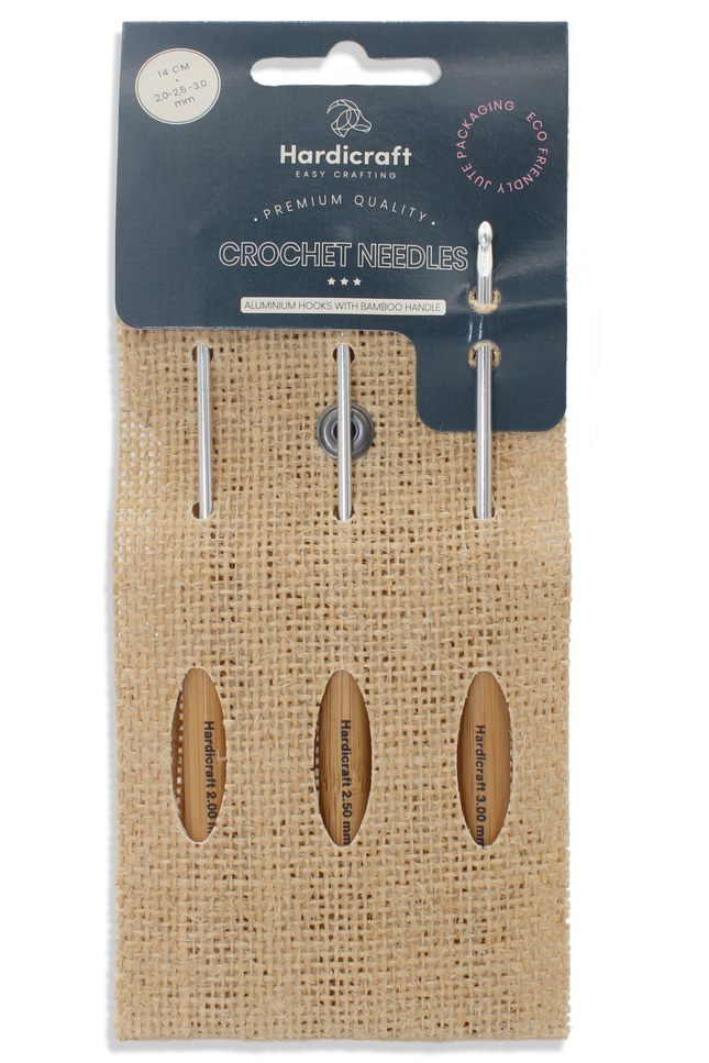 Häkelnadeln Set mit ergonomischem Bambusgriff – 2,0 / 2,5 / 3,0 mm