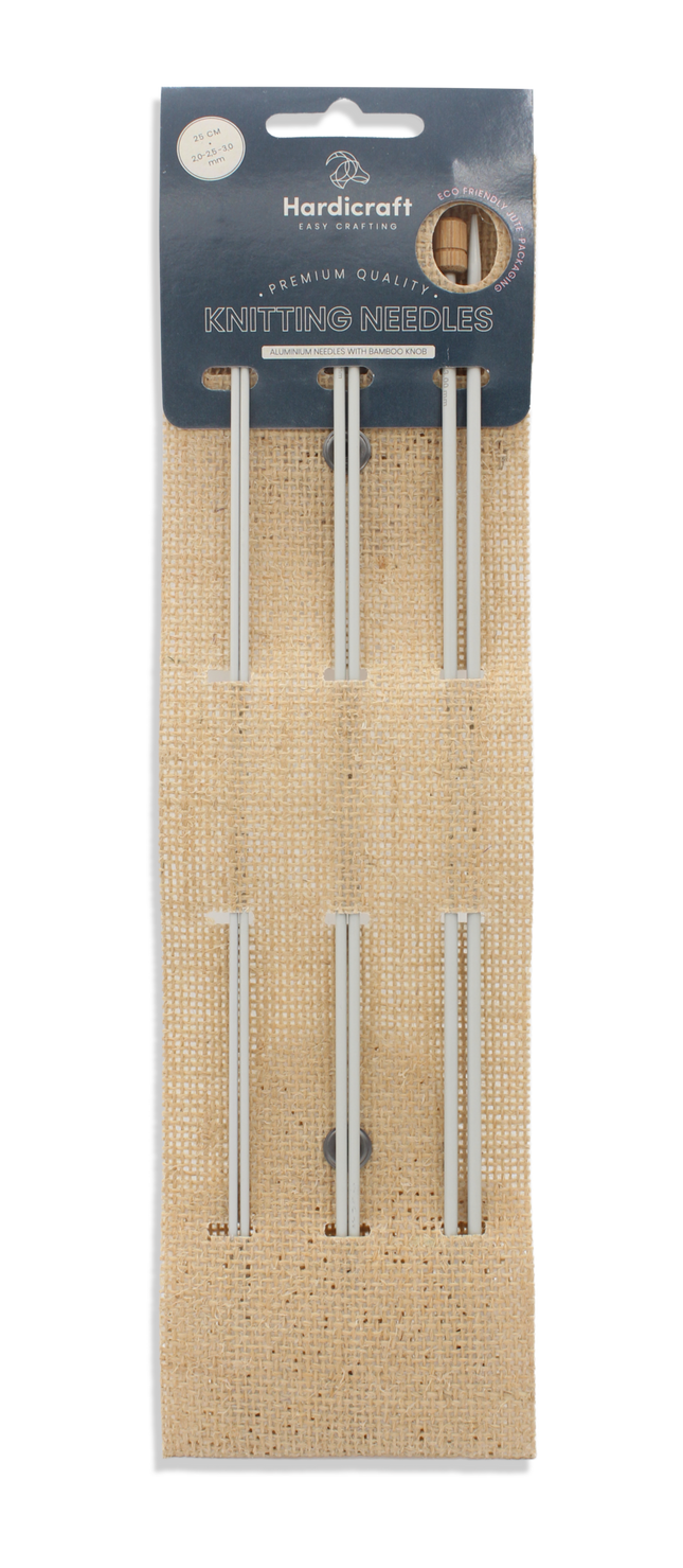 Stricknadeln Set Aluminium mit Bambusknopf – 2,0 / 2,5 / 3,0 mm