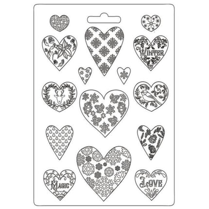 Weiche Form A4 - Weihnachts-Patchwork Herzen