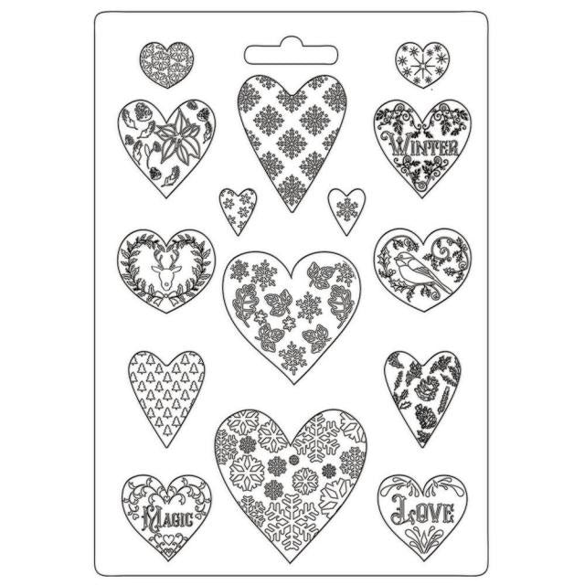 Weiche Form A4 - Weihnachts-Patchwork Herzen