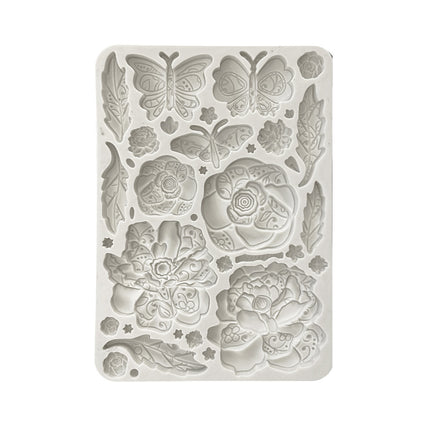 Silikonform A5 - Old Lace Schmetterling und Blumen