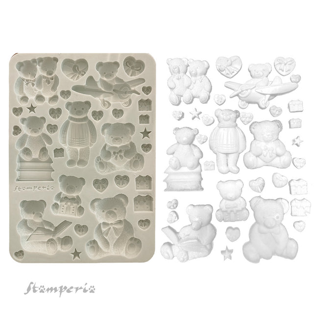 Silikonform A5 - Das Eulenhaus Teddybären  