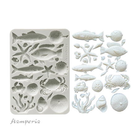 Silikonform A5 - Silent Sea Muscheln und Fische