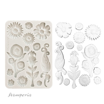 Silikonform A5 - Furry Friends Blumen