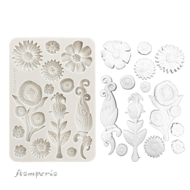 Silikonform A5 - Furry Friends Blumen