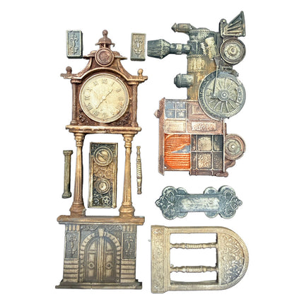 Silikonform Designs A5 für Kunst und Handwerk - Gardens of Time Zug und Standuhr