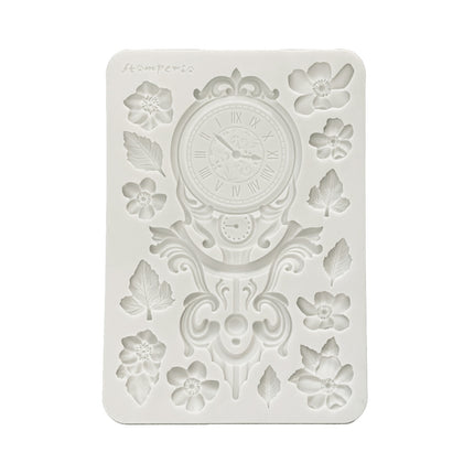 Silikonform Designs A5 für Kunst und Handwerk - Gardens of Time Uhr und Blumen