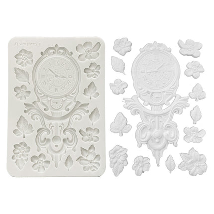 Silikonform Designs A5 für Kunst und Handwerk - Gardens of Time Uhr und Blumen