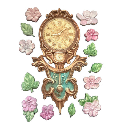 Silikonform Designs A5 für Kunst und Handwerk - Gardens of Time Uhr und Blumen