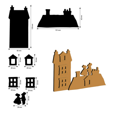 Bastelvorlagen: Familienhaus und Mäuse  