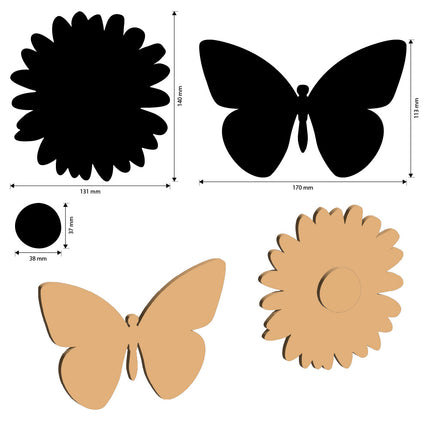 Bastelformen: Daisy Art Gänseblümchen und Schmetterling