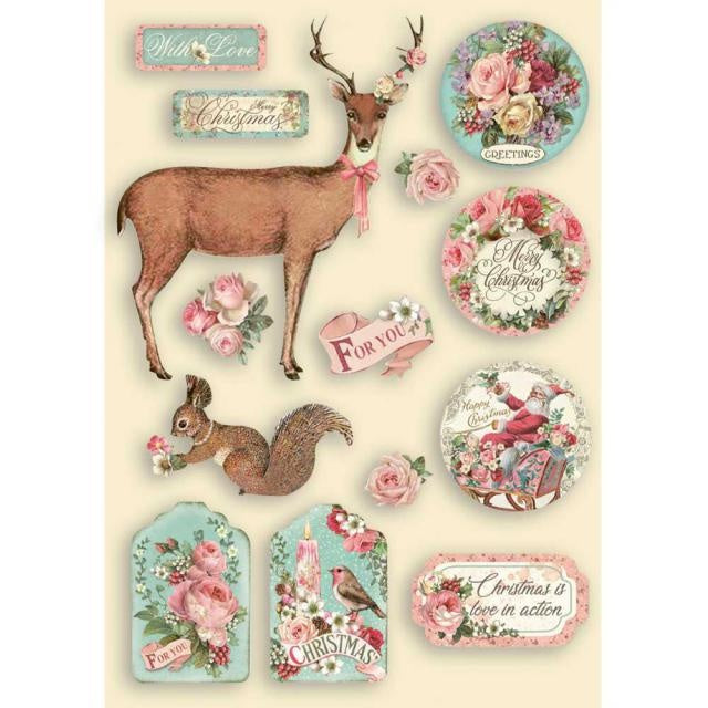 Bunte Holzform A5 - Pink Christmas
