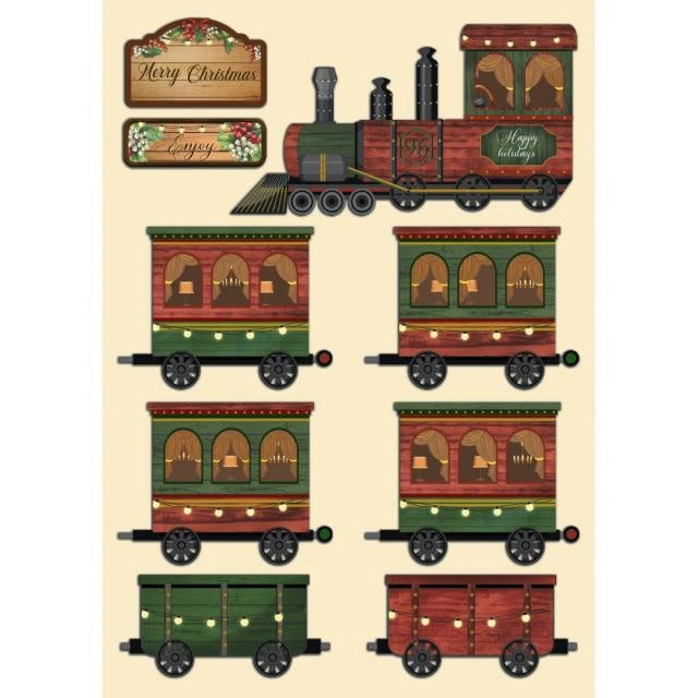 Bunte Holzform A5 - Klassische Weihnachtsbahn