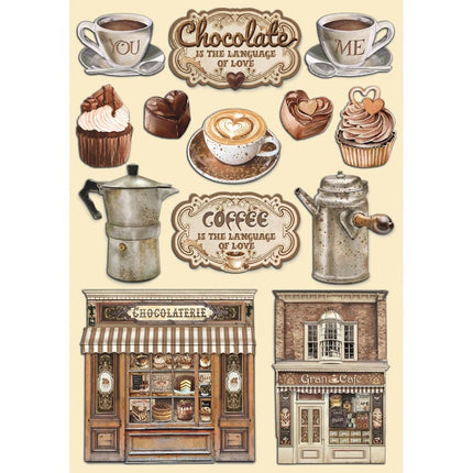Bunte Holzform A5 - Kaffee und Schokolade