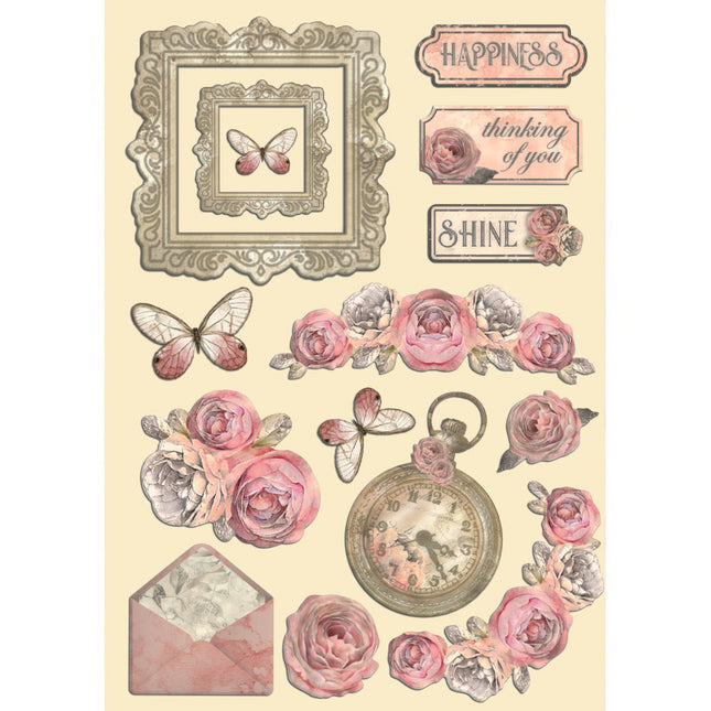 Bunte Holzform A5 - Shabby Rose