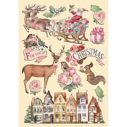 Bunte Holzform A5 - Pink Christmas
