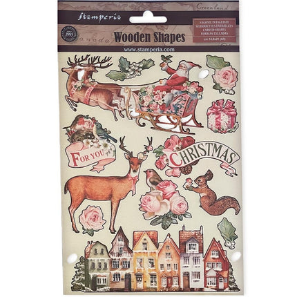 Bunte Holzform A5 - Pink Christmas