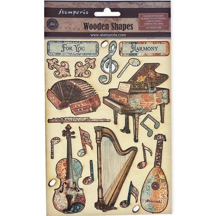 Buntes Holzmotiv A5 - Musik