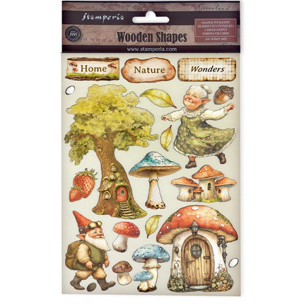 Bunte Holzform A5 - Hidden Grove