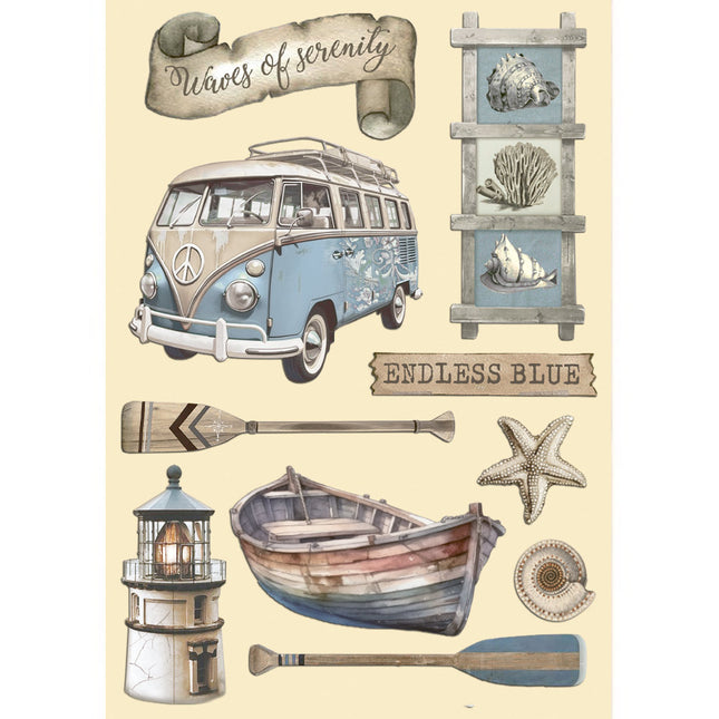 Bunte Holzform A5 - Silent Sea Endloses Blau