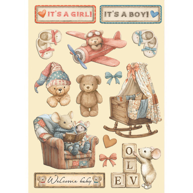 Bunte Holzformen A5 - Baby