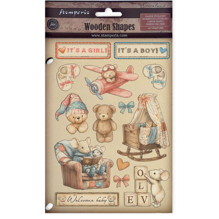 Bunte Holzformen A5 - Baby